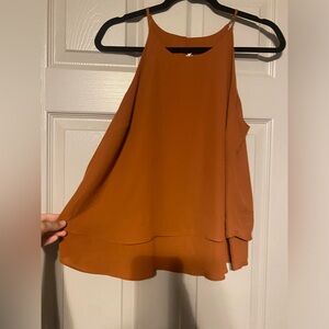 Pink Rose Sleeveless Orange Blouse